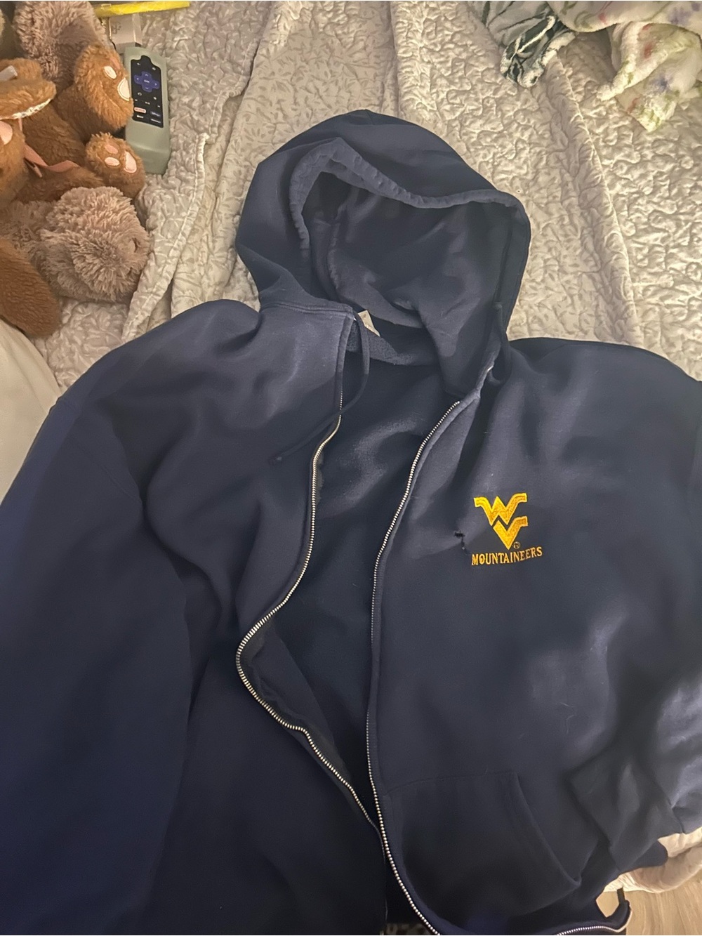 Navy Blue Mountaineers Hoodie with Yellow Logo